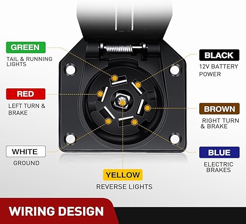 Vista 29 de Nilight - 50050R Cable de extensión de enchufe de remolque de 7 vías de 3 pies de largo 10-14 AWG terminales/cables de cobre de doble clavija