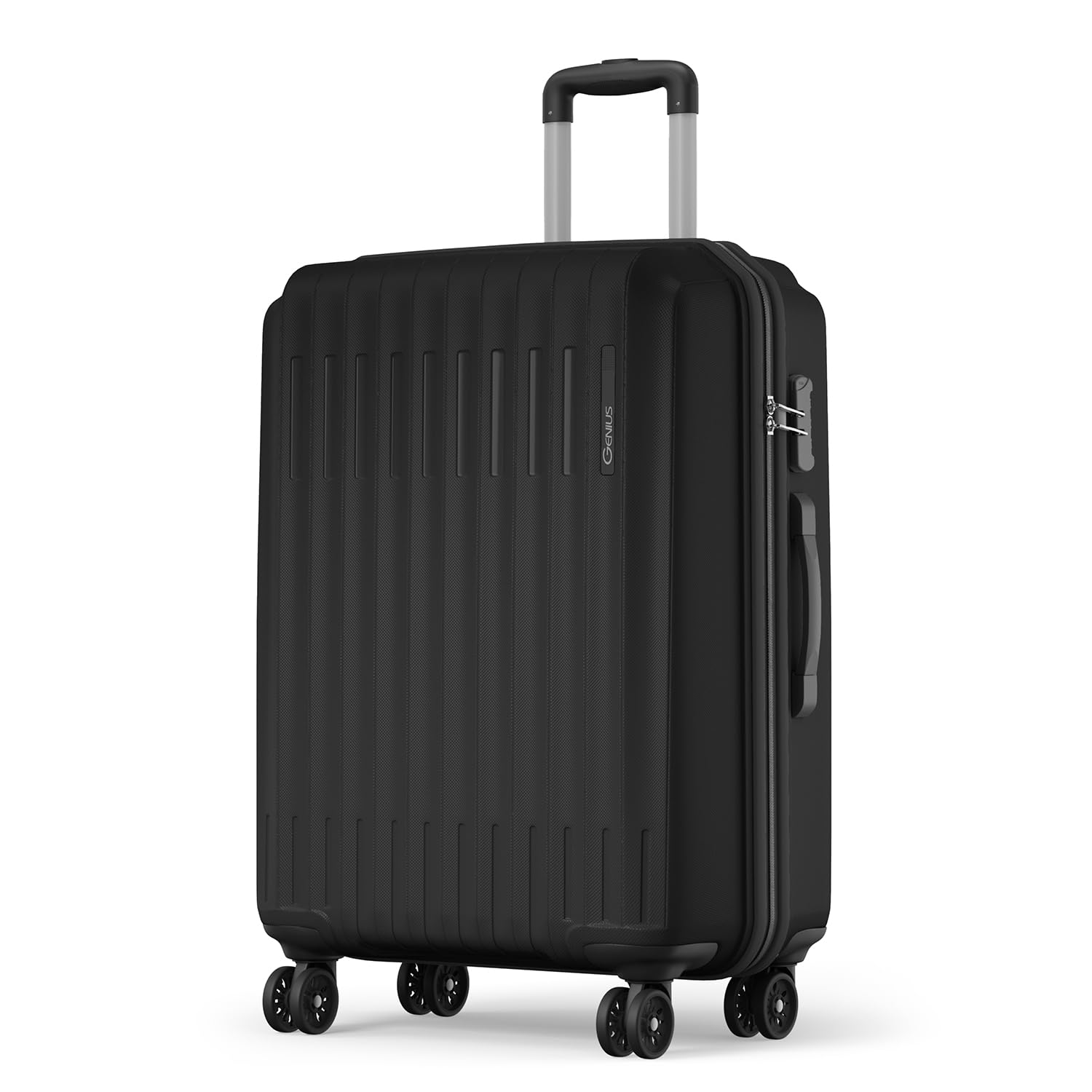 Safari Genius Alley 75cm Large Size Check-in Trolley Bag Hard Case Polypropylene, 4 Spinner Wheels, 360 Degree Wheeling Luggage, Travel Bag, Suitcase for Travel, Trolley Bags for Travel, Black