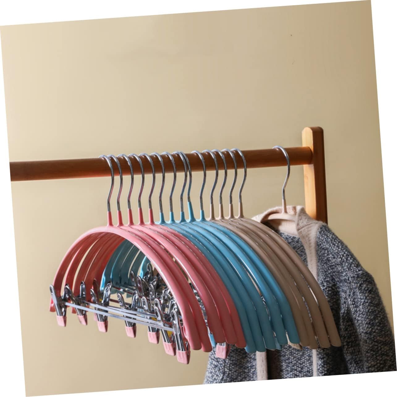 Garneck Non-Slip Clothes Hanger Clips Semi-Circle PVC Rack for Adults Household Clothing Organizer Skirt Clip Design for Space Saving for Home Use