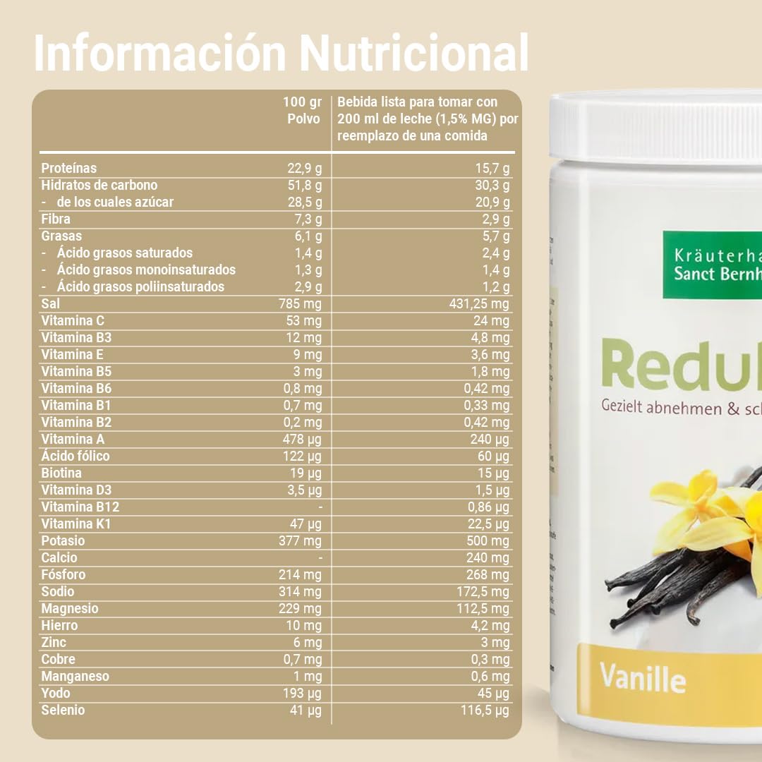 Reductaplus Batido Sustitutivo de Comida 600 g - 15 Raciones para Adelgazar Rápido con Proteínas Potentes y Saciedad Natural (Vainilla)