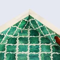 Vista 5 de Handicrafts Home Bandejas decorativas inspiradas en patrón marroquí de 11 x 17 pulgadas, centro de mesa verde elegante, bandeja otomana versátil