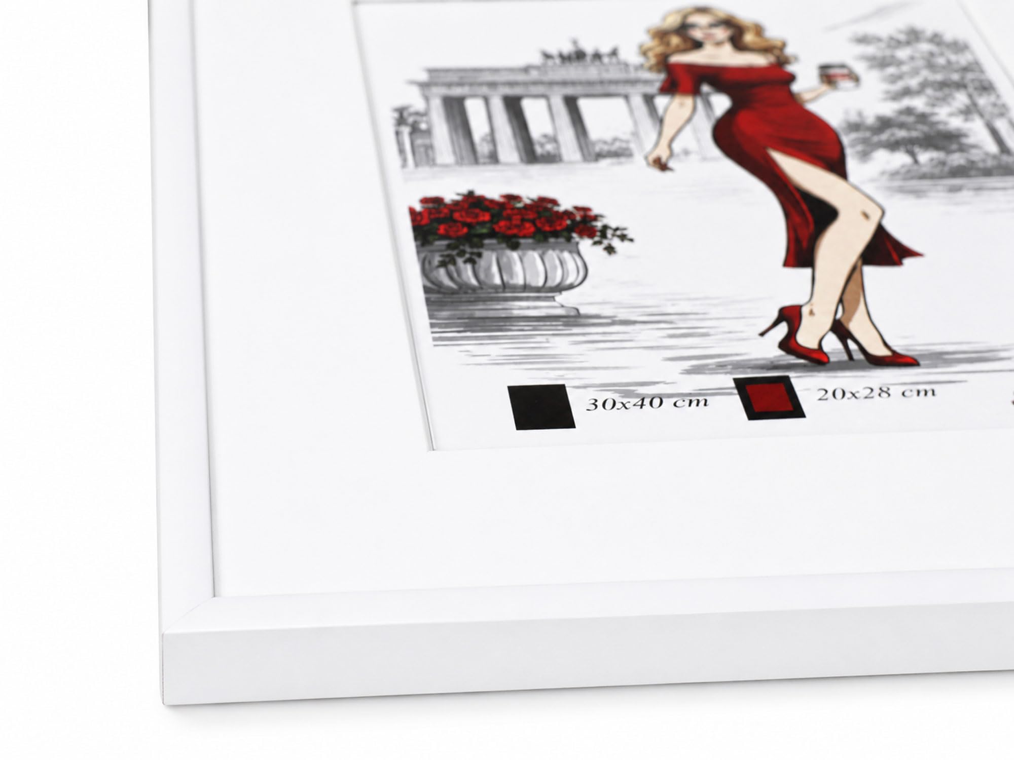KM FOTO ALU Frame - Aluminium Bilderrahmen mit Passepartout und gehärtetem Klarglas: Farbe: Weiß | Format: 40x50 | Pack: 3