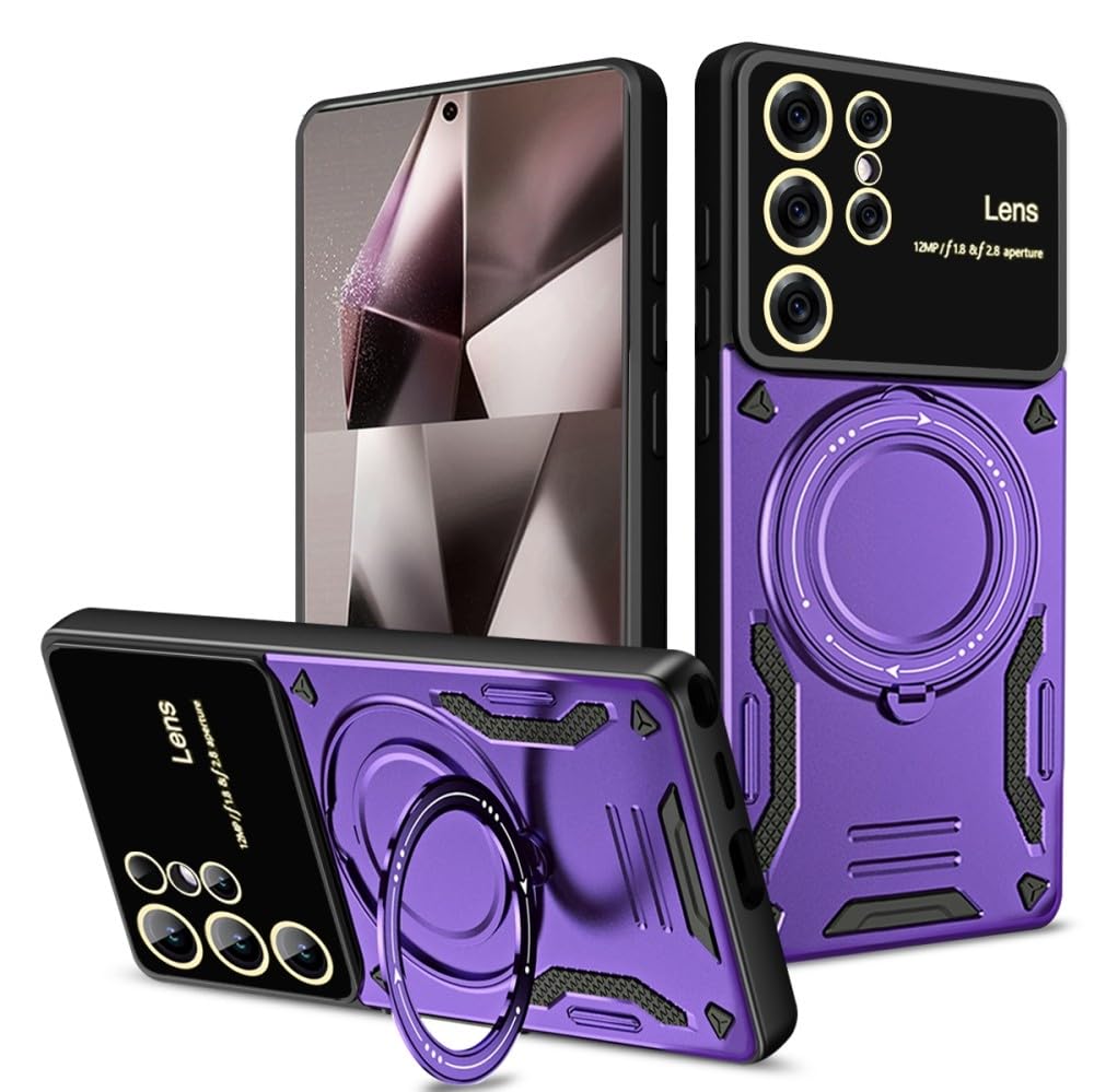 Coque Samsung S24 Ultra rigide silicone violette anti-chute avec anneau - 7