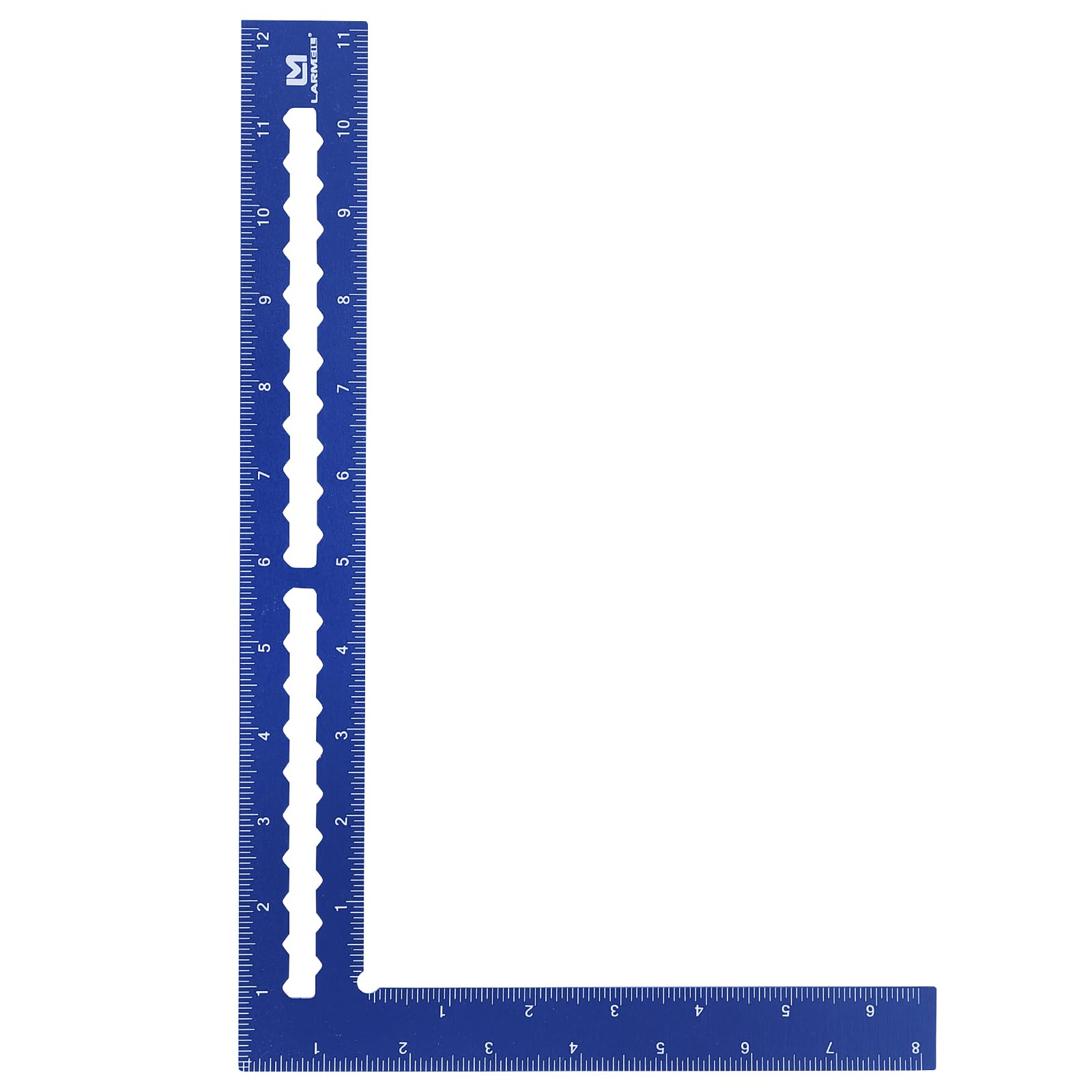 LARMEIL Carpenter Square - 8 x 12 Inch Right Angle Ruler, Laser Scales, Anodized Aluminum, Blue