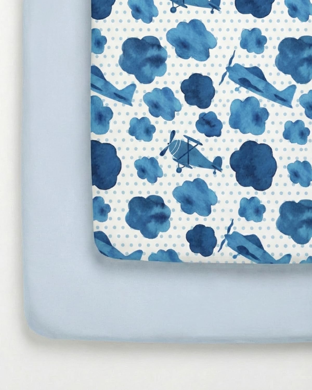 2-Pack Pack N Play Sheets - Playard Mattress Sheets - 38 x 26in, Plane Sky