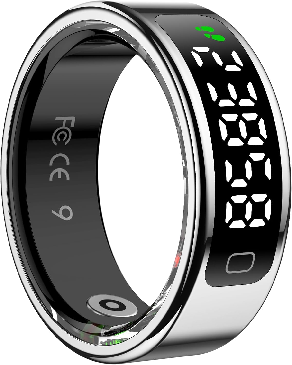 Smart Ring Health Fitness Tracker with Display, Heart Rate/Blood Oxygen/Daily Praise Count/Touch Control/Sedentary Reminder/Skin Temperature Monitoring, No Subscription (#8)
