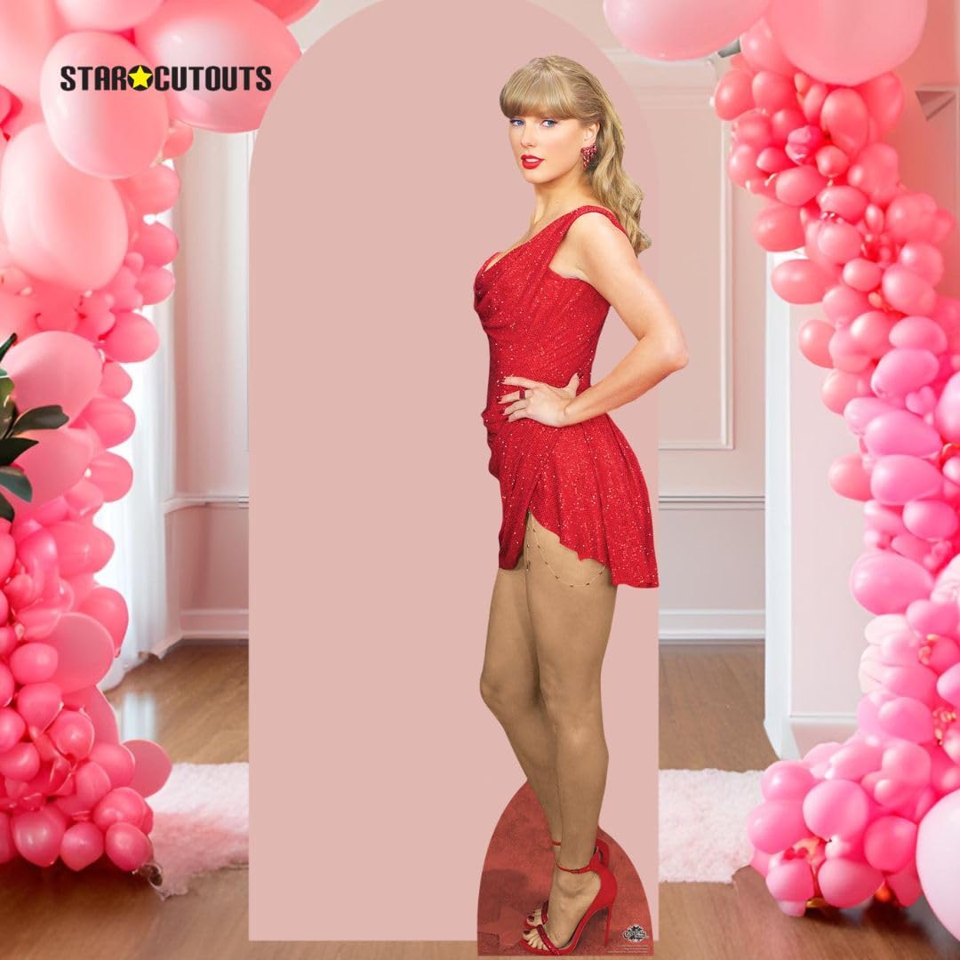 Star Cutouts CS1246 - Sagoma in cartone a grandezza naturale con abito rosso, 179 cm, ideale per fan della musica per feste ed eventi