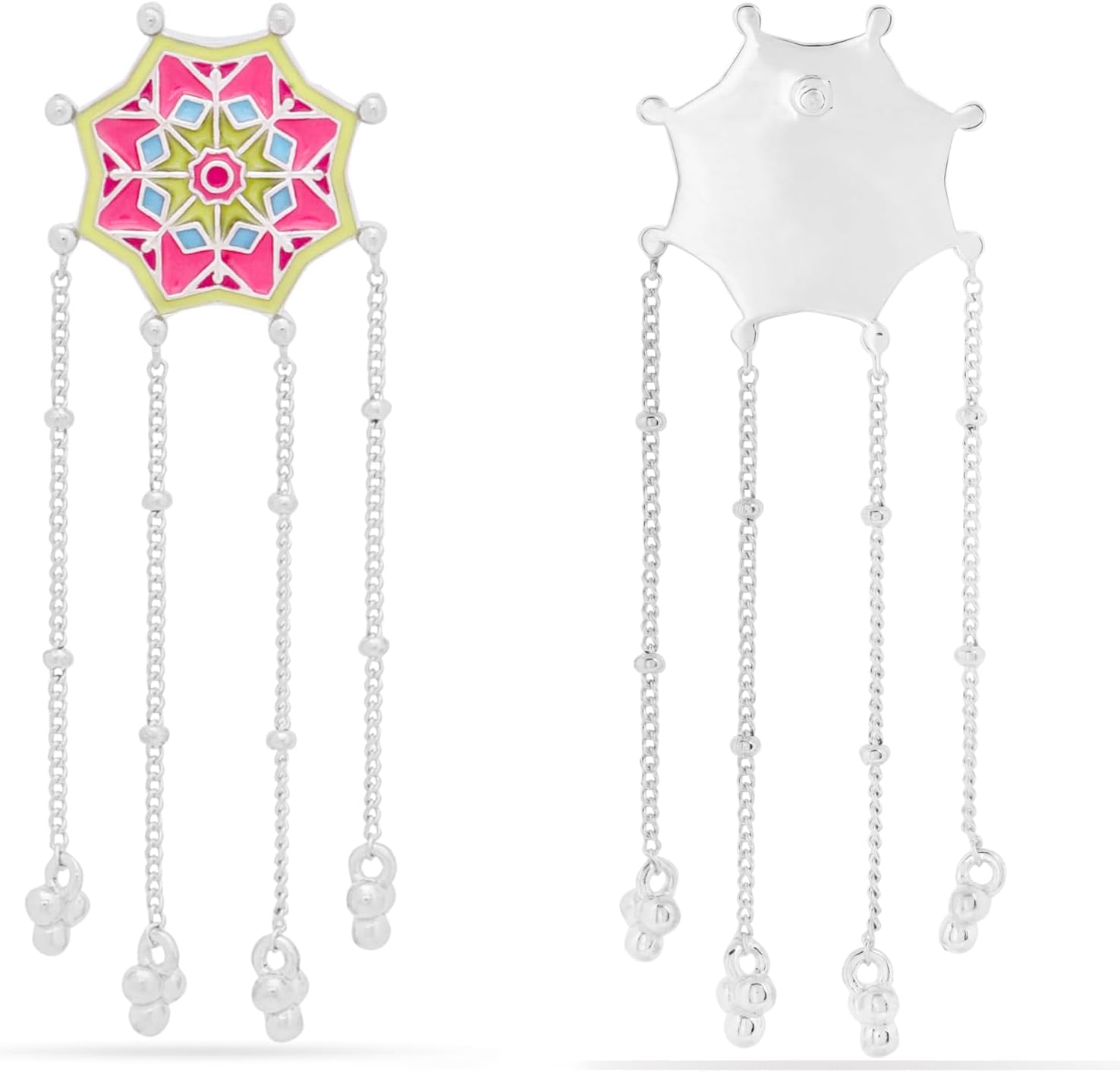 Color Blast Nubian Desert Star Brass Dangle Earrings, Vibrant Geometric Design - Image 4