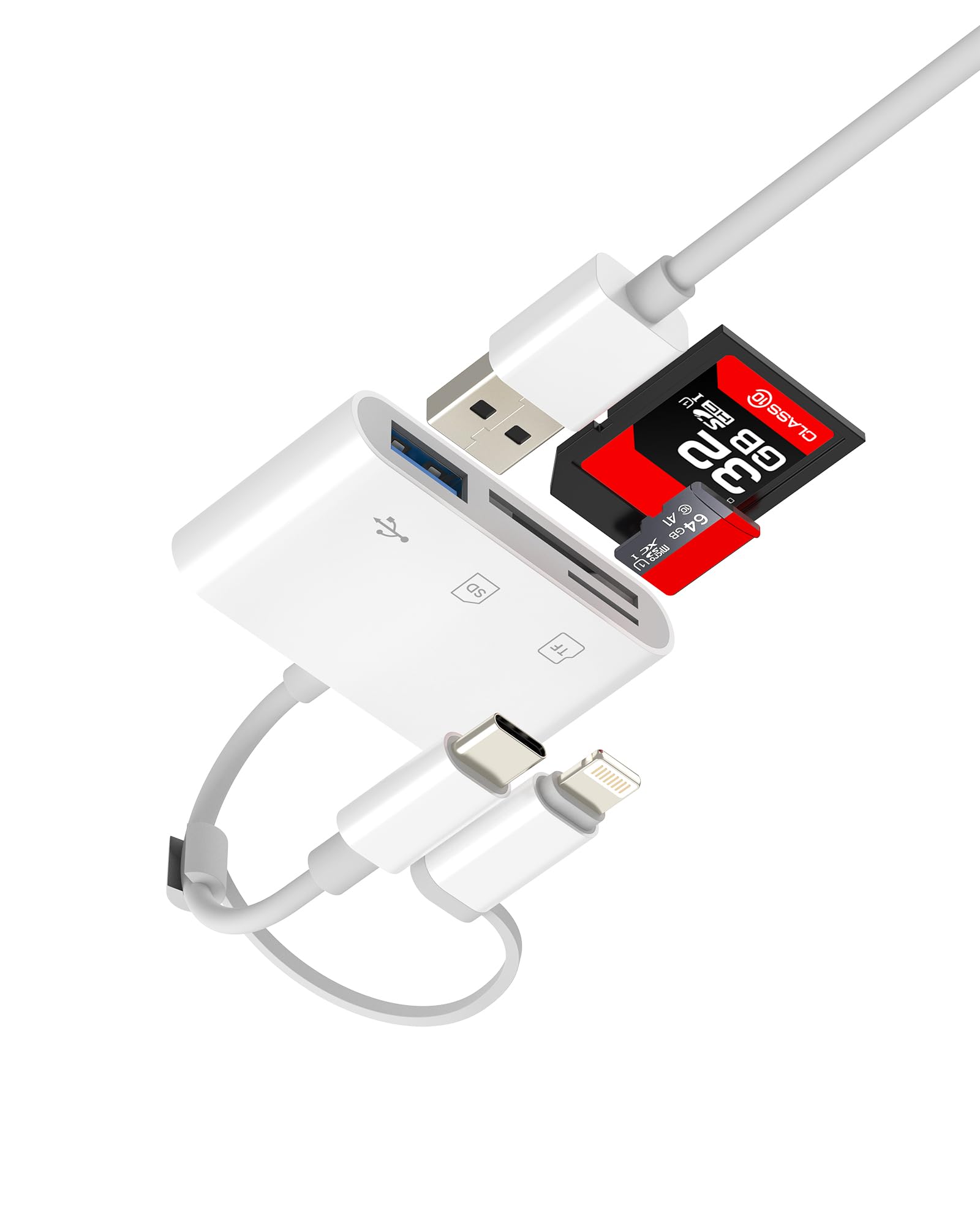 SD Card Reader (3in2) for iPhone 16 15 14 Lightning USB C Adapter Camera Accessorie OTG TF Memory Digital for Apple for IPad Pro Mini Air MacBook Transfer Type C Hub Flash Drive Computer Photo Cable-image-35