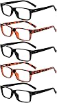 Eyekepper 5 Pack Reading Glasses for Men Spring Hinges Classic Readers Black Frame +2.50