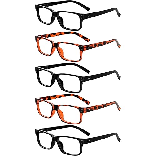 Eyekepper Vintage Reading Glasses for Men - 3 Pairs Black and 2 Pairs Tortoise - Spring Hinges Classic Readers +2.00