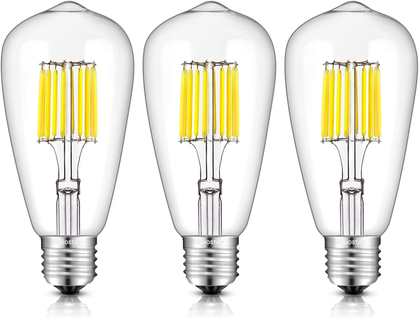 WUHOSTAM ST64 10W Antique Edison Style LED Filament Light Bulb, 5000K Daylight (Super Bright White) 1000LM, E27 Base Lamp, 100W Incandescent Equivalent, Non-dimmable 3 Pack