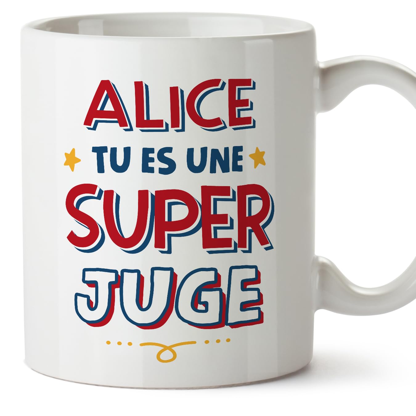 MUGFFINS Personalised Mug for Judge Woman - in French - Tu ES Super - Funny Custom Gift for Colleagues - Ceramic 11oz Mug