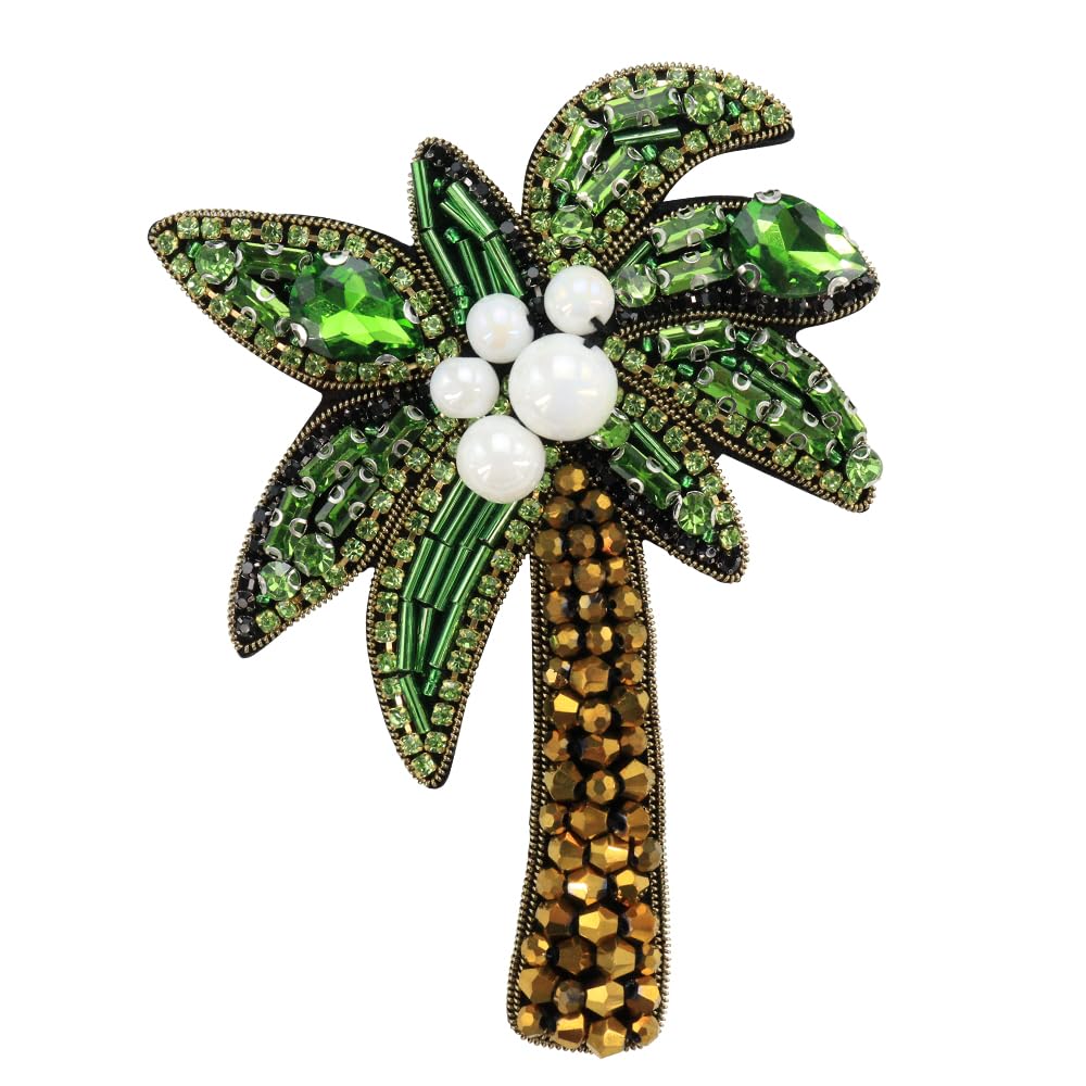 Beaded Rhinestones Coconut Tree Bohemia Beach Patches Sequin for Clothes Backpacks T-Shirt Jeans Hat Bag Sewing Accessories (C 2pieces)