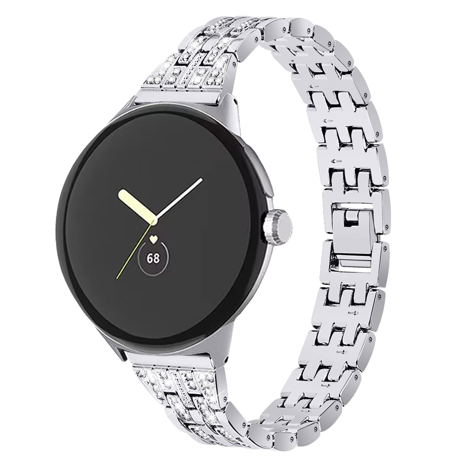 FitTurn Compatible with Google Pixel Watch 4 3 41mm Watch 2 1 Band Women Bling Diamond Metal Strap