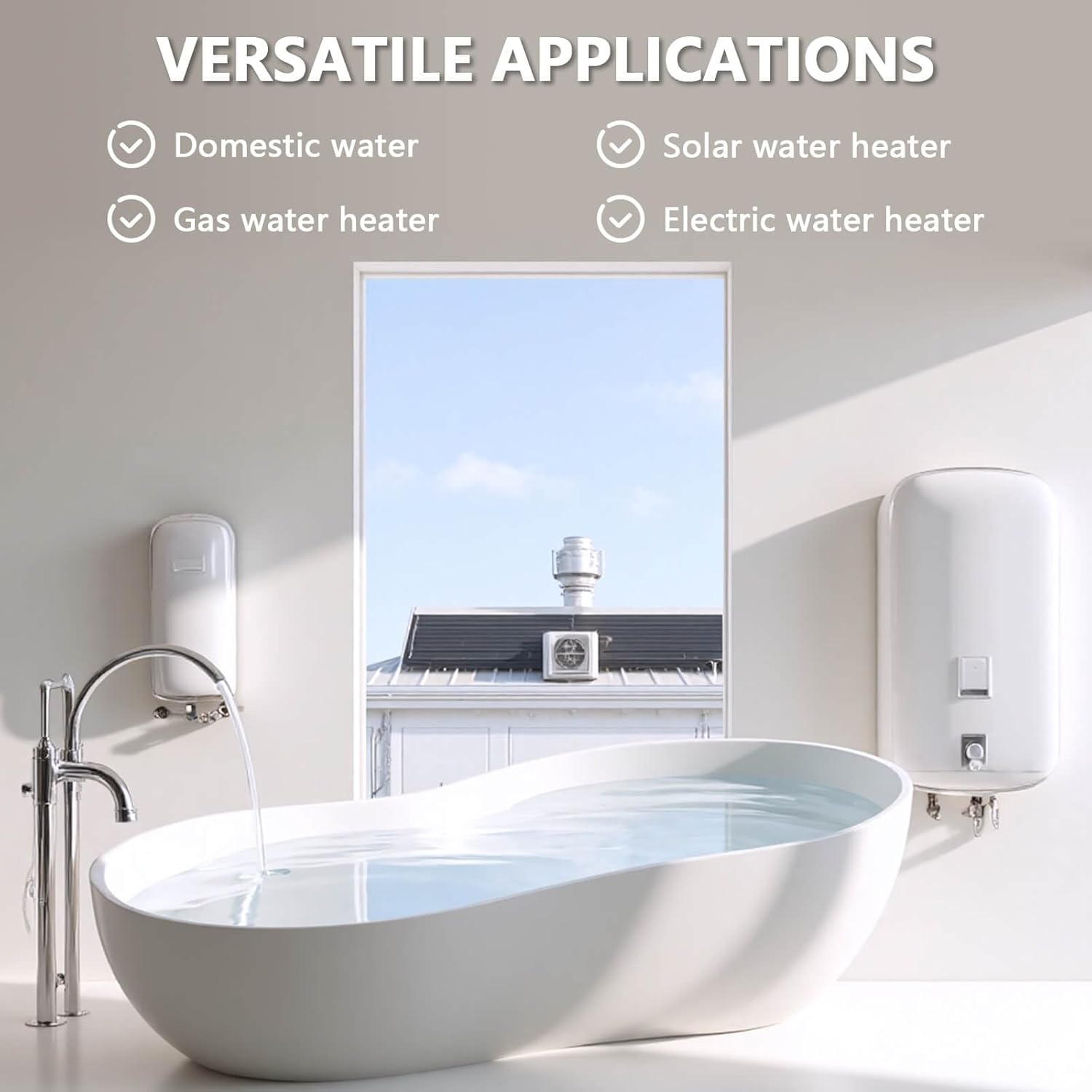 Hot Water Recirculating Pump, Water Circulator Pump, Automatic Hot Water Circulating Pump 110v BSP 3/4" w/NPT 1/2" Adapter Stainless Steel 15-9S Dual Control for Electric Water Heater System