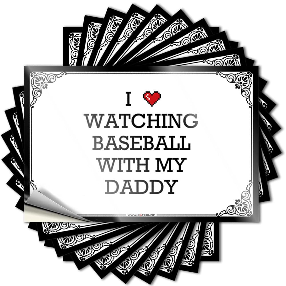 I Love Watching Baseball with My Daddy Unique Sticker | Funny Patio Decor Waterproof Vinyl Bumper Gamers Removable Decal Peel Stick(8X12CM)