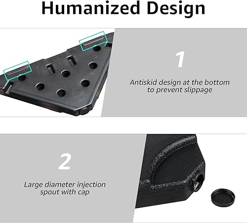 Miniatura 5 de COBANA Base de sombrilla de patio de 4 piezas, peso voladizo relleno de arena con boquillas de fácil llenado