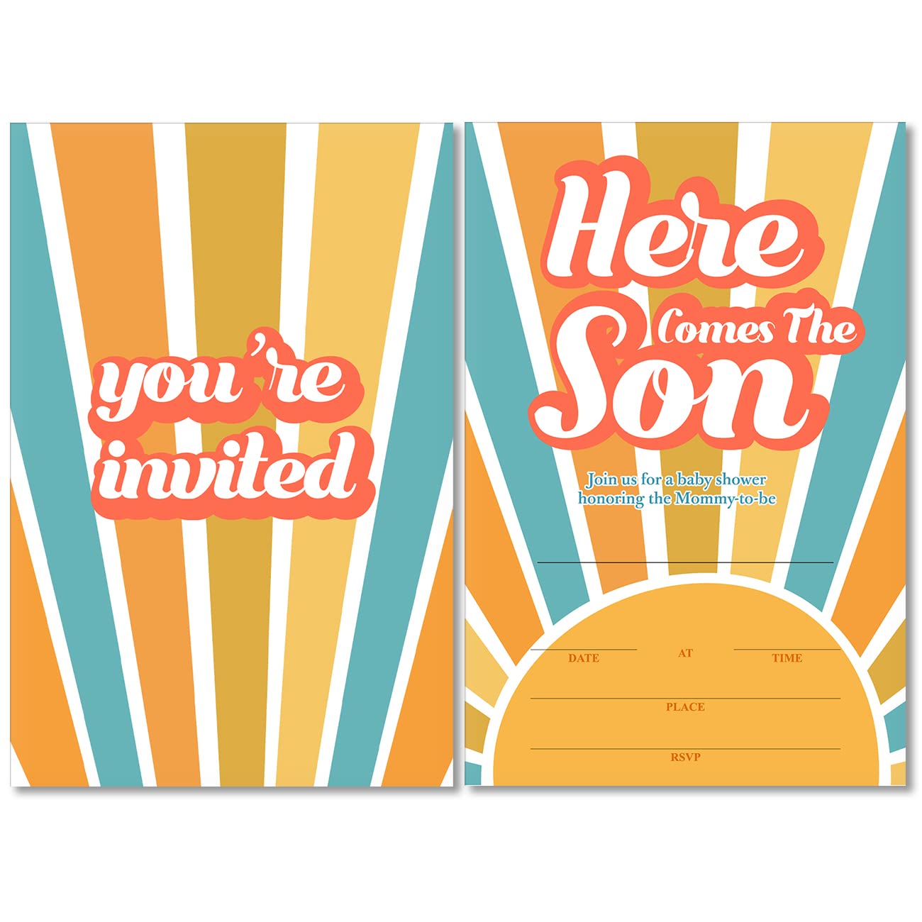Retro Sunshine Babyparty Einladungen – 20 Stück Mit Umschlägen, 7,6x15,2 Cm, Sonniges Design Für Baby-Shower
