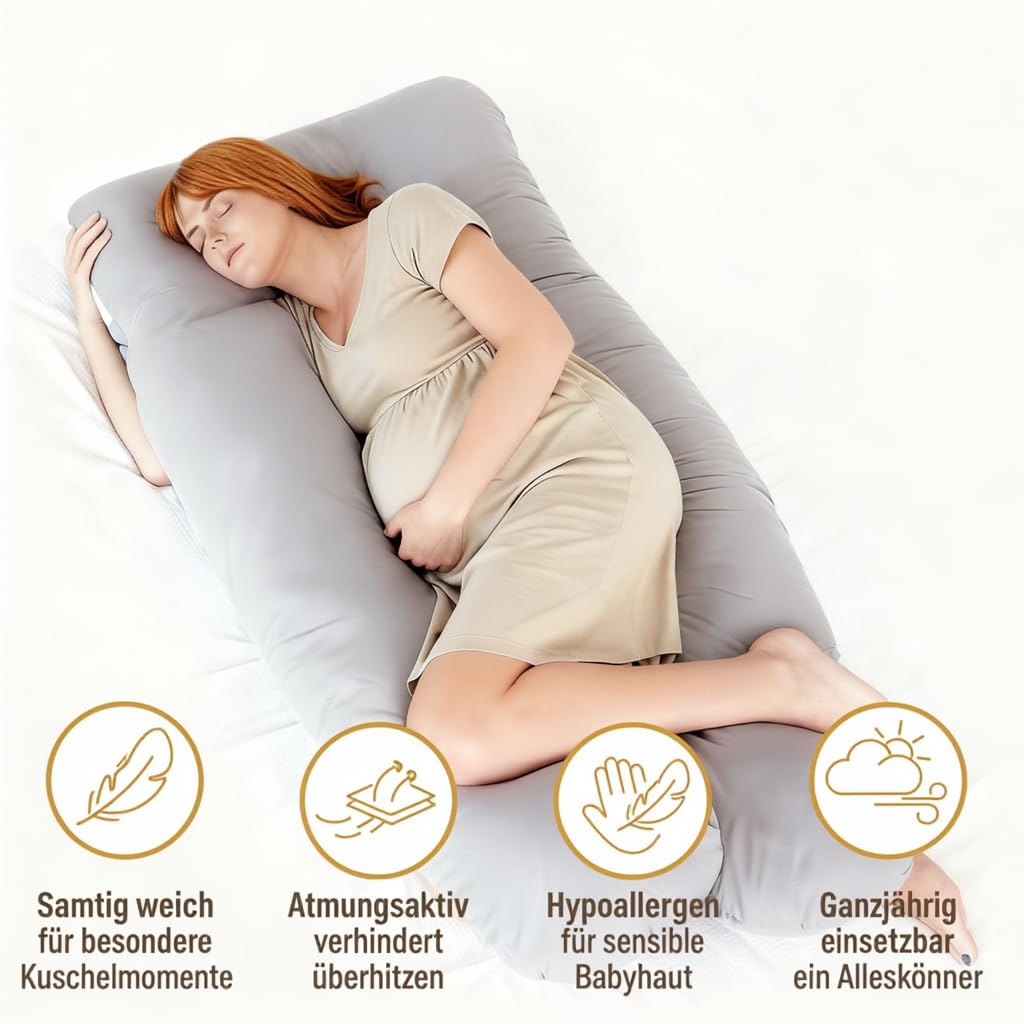 Generisch Schwangerschaftskissen mit Doppelbezug Stillkissen XXL Body Pillow Schlaftherapie Kissen Komfortkissen Flexible Füllung