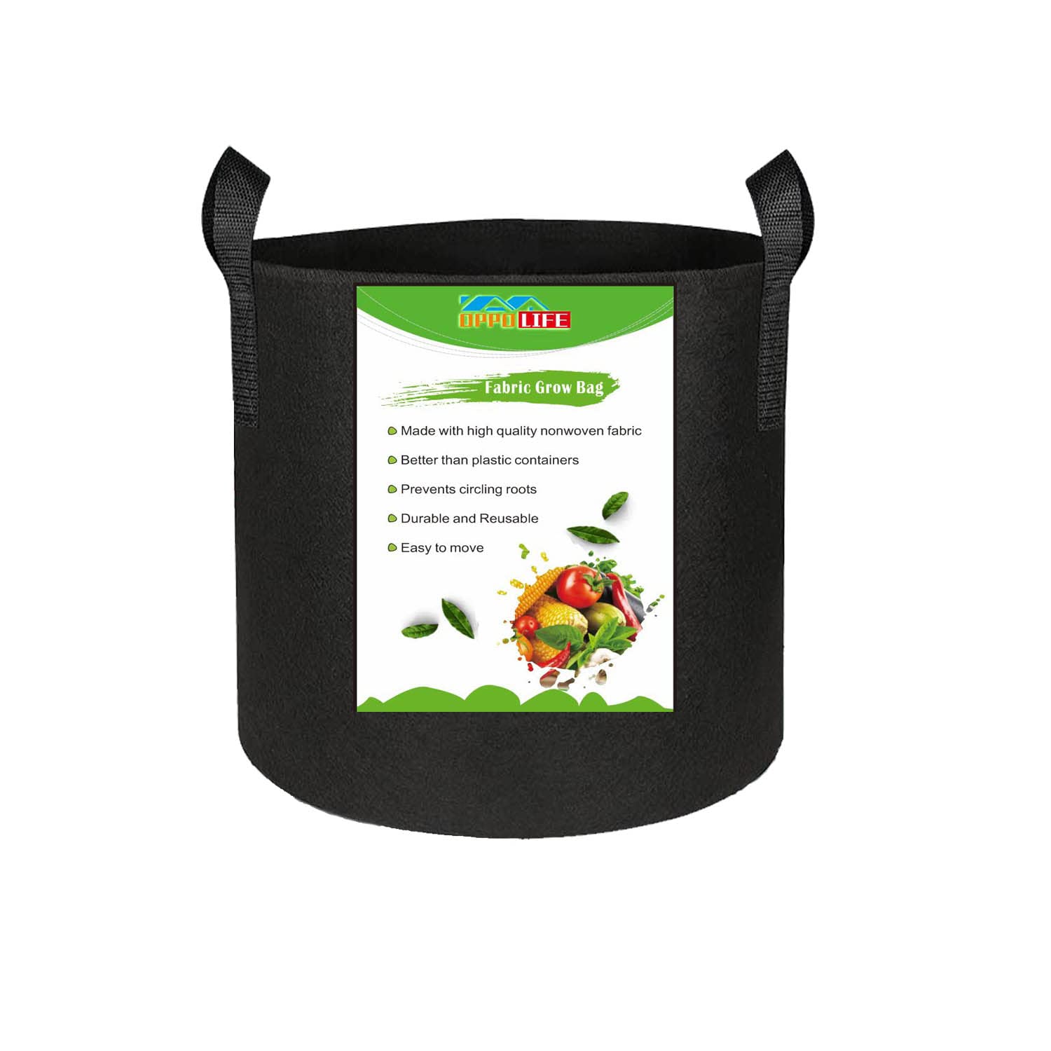 OPPOLIFE 24-Pack 5 Gallon Grow Bags, Heavy Duty Aeration Fabric Pots with Handles for Garden and Planting, Pots for Plant