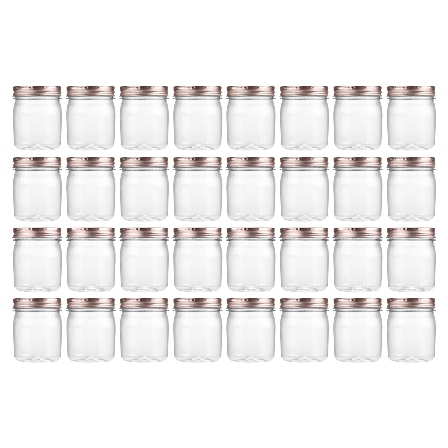 novelinks 8 oz Clear Plastic Jars with Airtight Lids, 32 Pack Plastic Mason Jars with Lids 8oz, Refillable Storage Slime Containers & Small Spice Jar