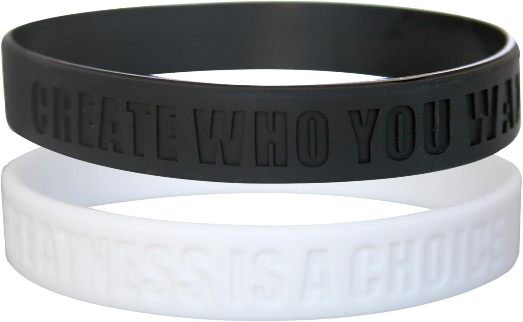 Greatness is a Choice, Create Who You Want to Be Motivational Silicone Wristbands with Quote, Rubber Bracelets for Fitness, Workouts, Exercise, Basketball, Weight Training