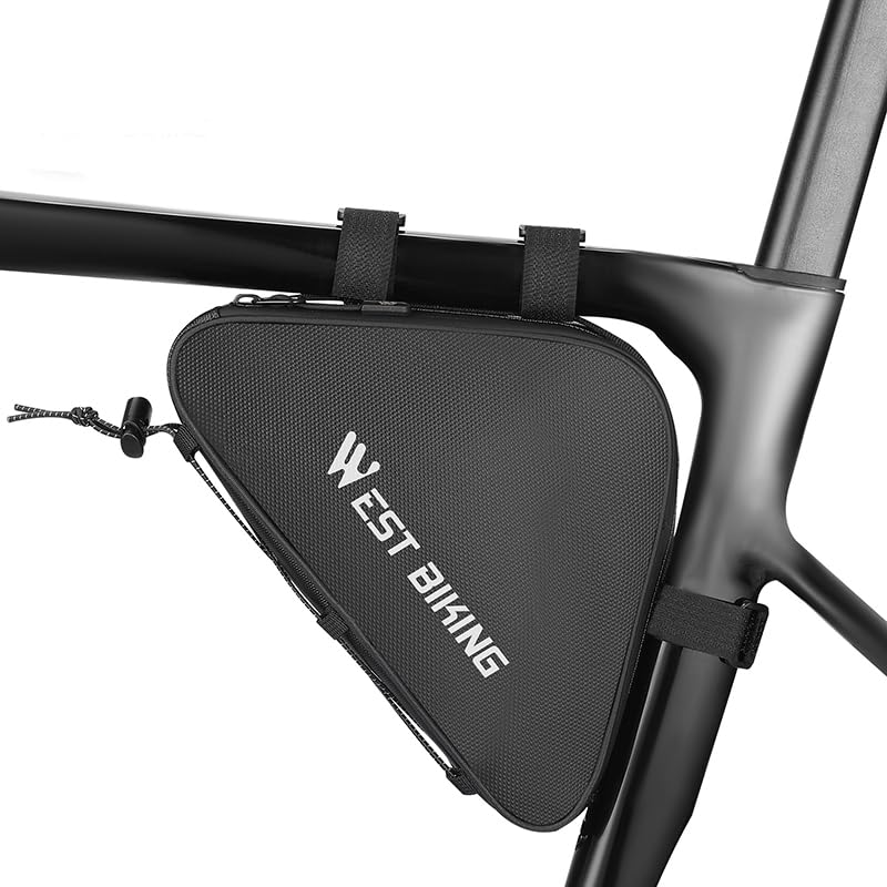 TNSGMQZM Bike Bicycle Frame Storage Bag, Waterproof Bicycles Triangle Pouch, Cycling Pack for Phone, Wallet, Keys, Tools, Accessories, Bikes Front Tube Bag for Mountain Road Bike