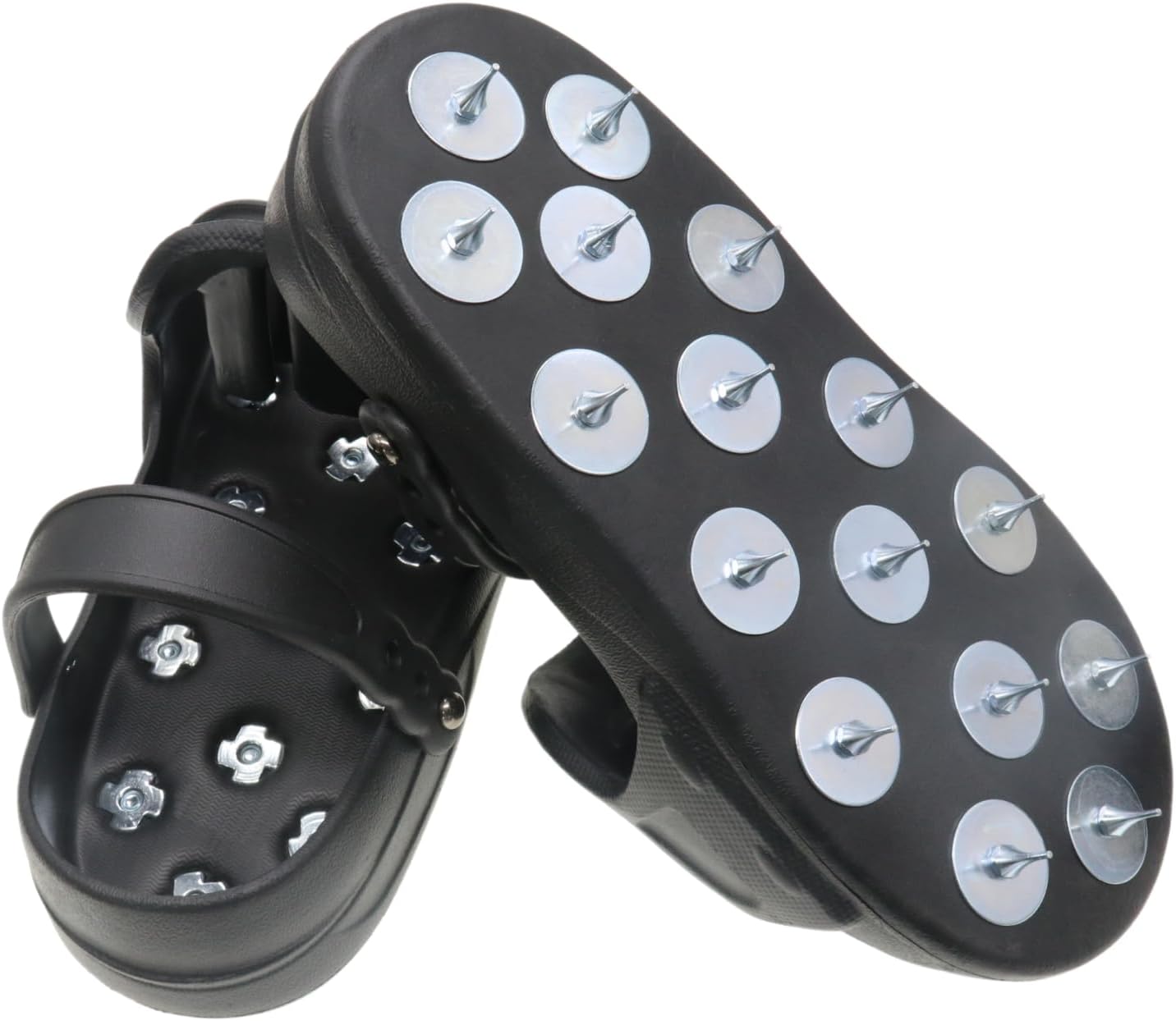 Upgrade Sharp Spiked Shoes for Epoxy Flooring with Adjustable Heel Straps Slip-On Anti-Slip Design for Epoxy Coatings, Safe Walking on Self Leveling Compounds, Large Size