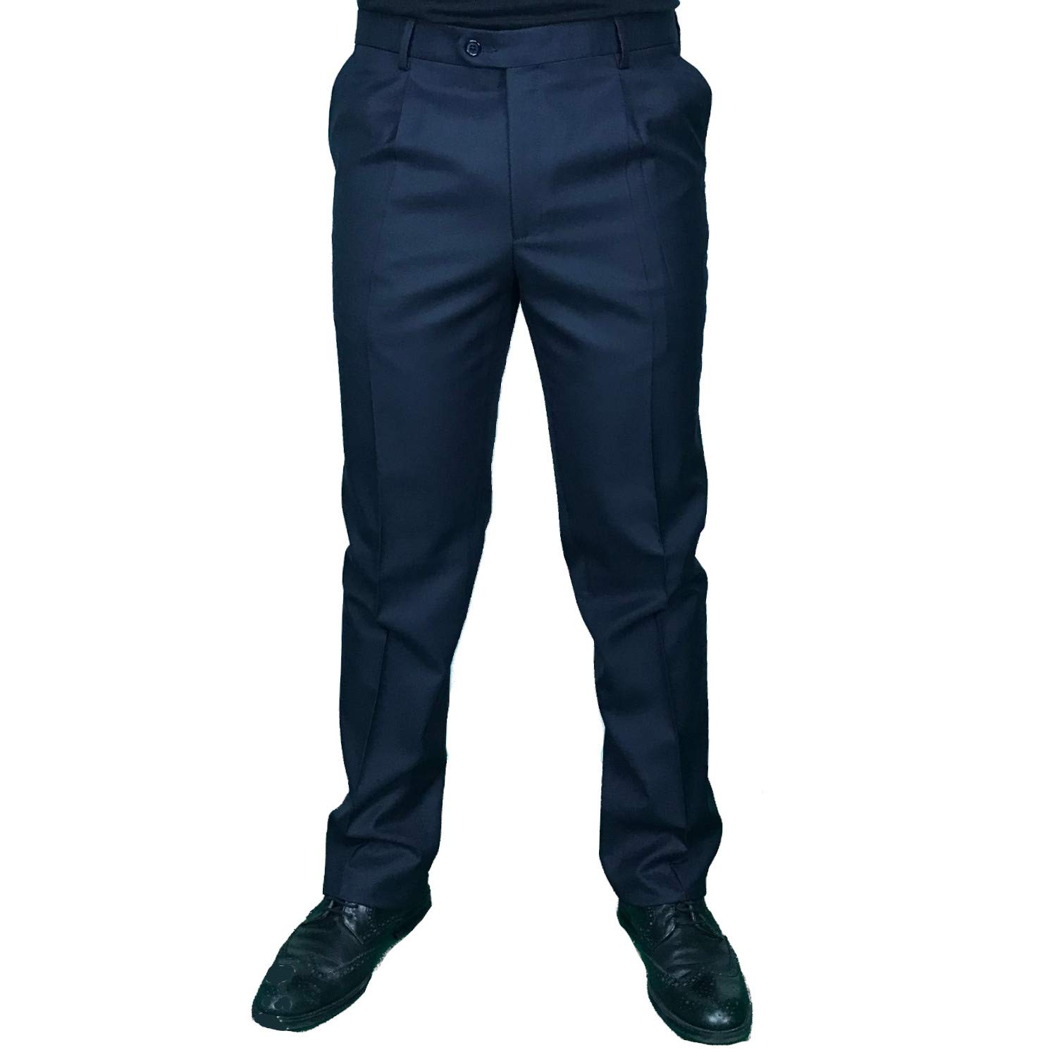 Alfio Collection Pantalone Uomo Classico con Pens Cavallo Alto Gamba Larga Elegante Leggero Estivo 50 52 54 56 58 60 62 64