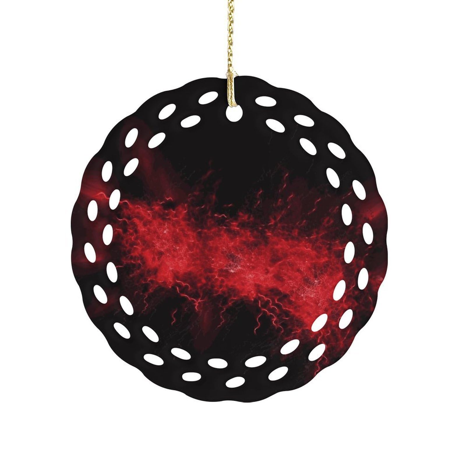 Fodpand Women's Style Explosion Burst Red Black Ceramic Ornament For Home Decor 3.2" Round Tree Decoration Christmas Ornaments For Men Double-Sided Design