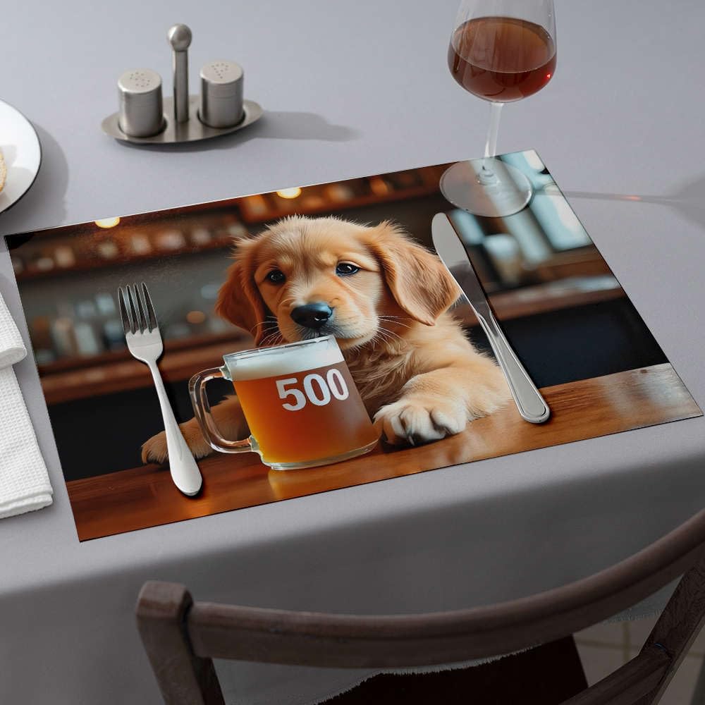 Set de table lot de 6 chiot et bière pour décoration de cuisine et table à manger rustique