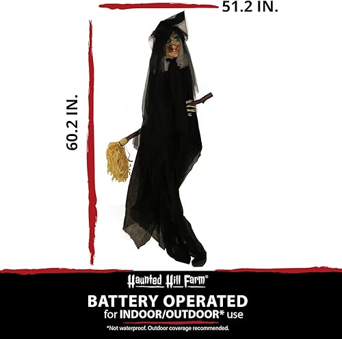 Miniatura 17 de Haunted Hill Farm Bruja parlante animatrónica de 15 pies con luces activadas por tacto y sonido, funciona con pilas, decoración de Halloween al aire