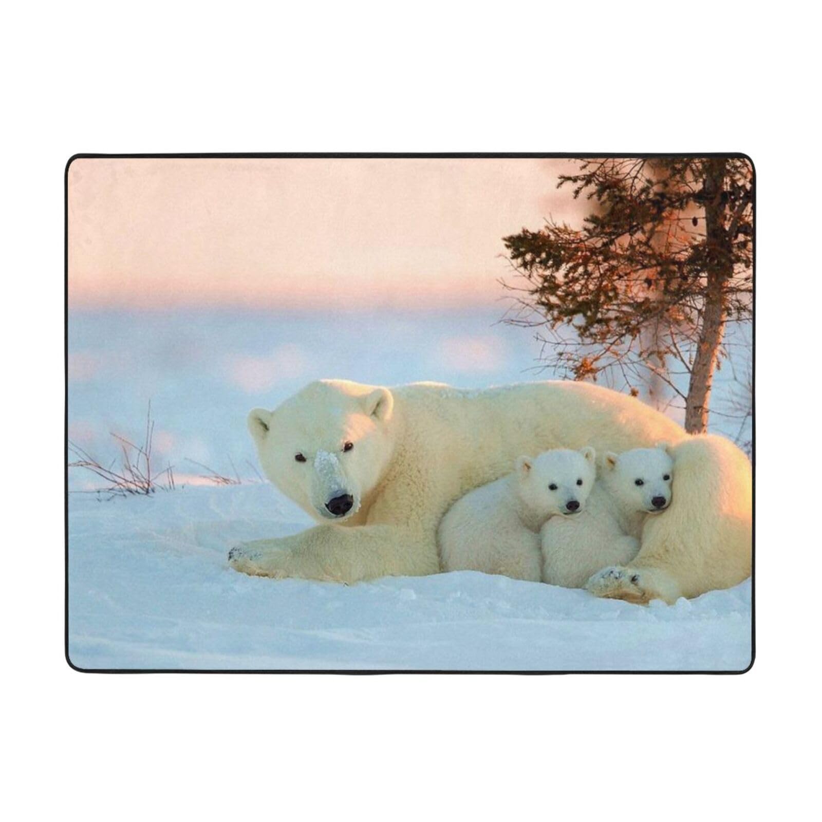 Tapis en flanelle PEIXEN 120x160cm motif ours polaires pour la chambre
