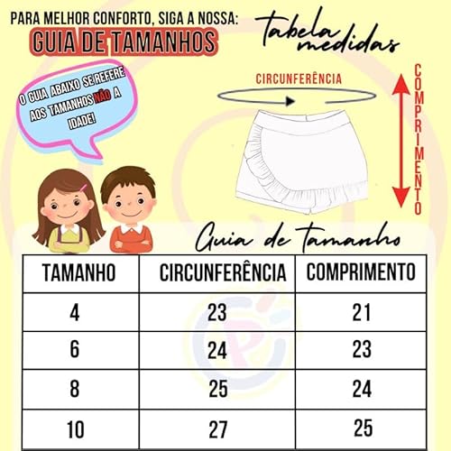 Kit 3 Short Saia Estampado Infantil Juvenil Menina (6)