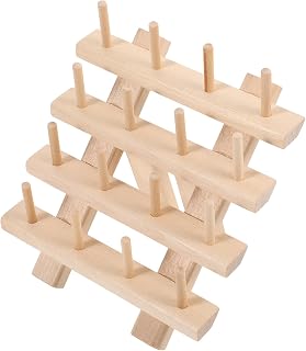 Wooden Yarn Organizing Rack for Sewing and Quilting Thread | Smooth Wooden Surface, Practical Spool Support, Helps Prevent Tangling, Desk Storage for Craft Rooms