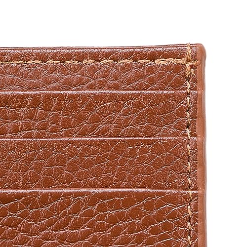 Premium Leather Slim Card Holder | Minimalist Front Pocket Wallet | Business Card Case & Holder for Women, Men | Slim, Small, Thin, Mini Leather Credit Cardholder Mens, Womens (Light Brown)2