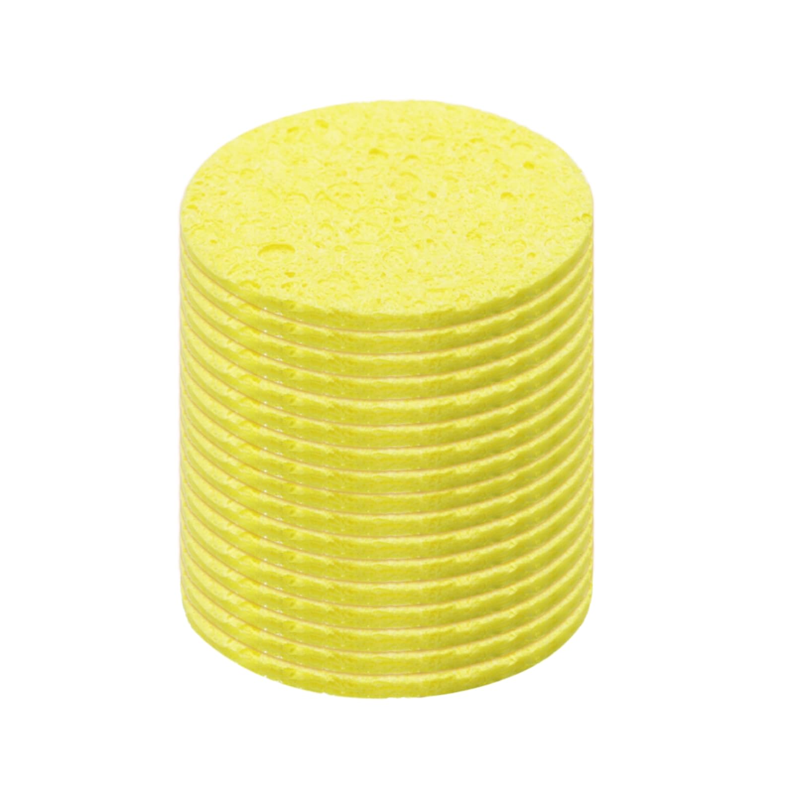 MECCANIXITY 15PCS Soldering Sponge 50mm Round Yellow Cleaning Pad Welding Tip Iron Replacement for Cleaning Soldering Iron 2mm Natural Thickness 11mm Water Absorption Thickness