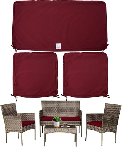 Miniatura 1 de ClawsCover Paquete de 3 fundas de repuesto para cojines de asiento para exteriores, para 4 piezas, mimbre de ratán, muebles de patio, sofá biplaza,