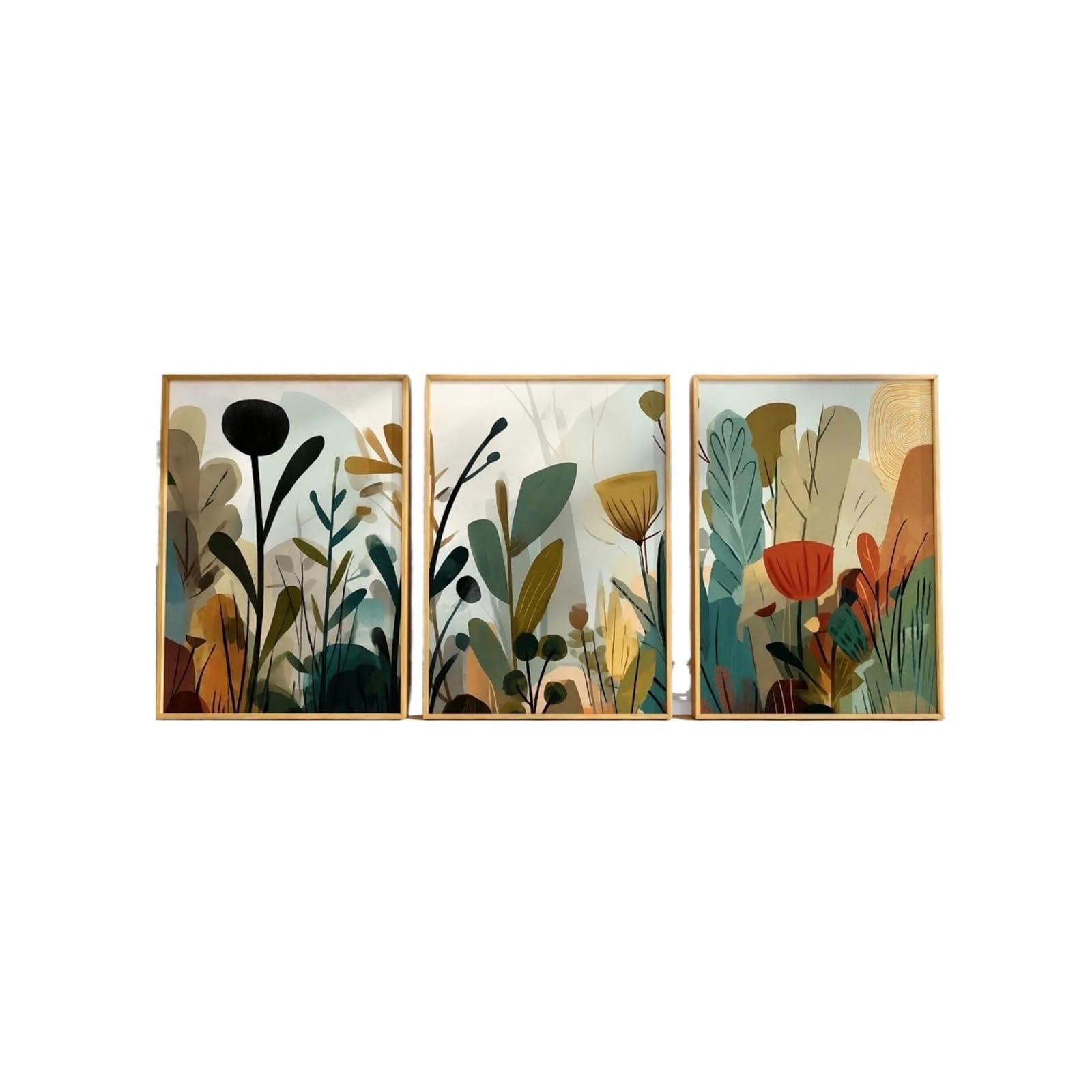 Graiting 3pcs Abstract Botanical Canvas Wall Art Floral Prints Warm Earthy Tones Living Room Bedroom Home Decor Gifts(50x70cm Unframe)