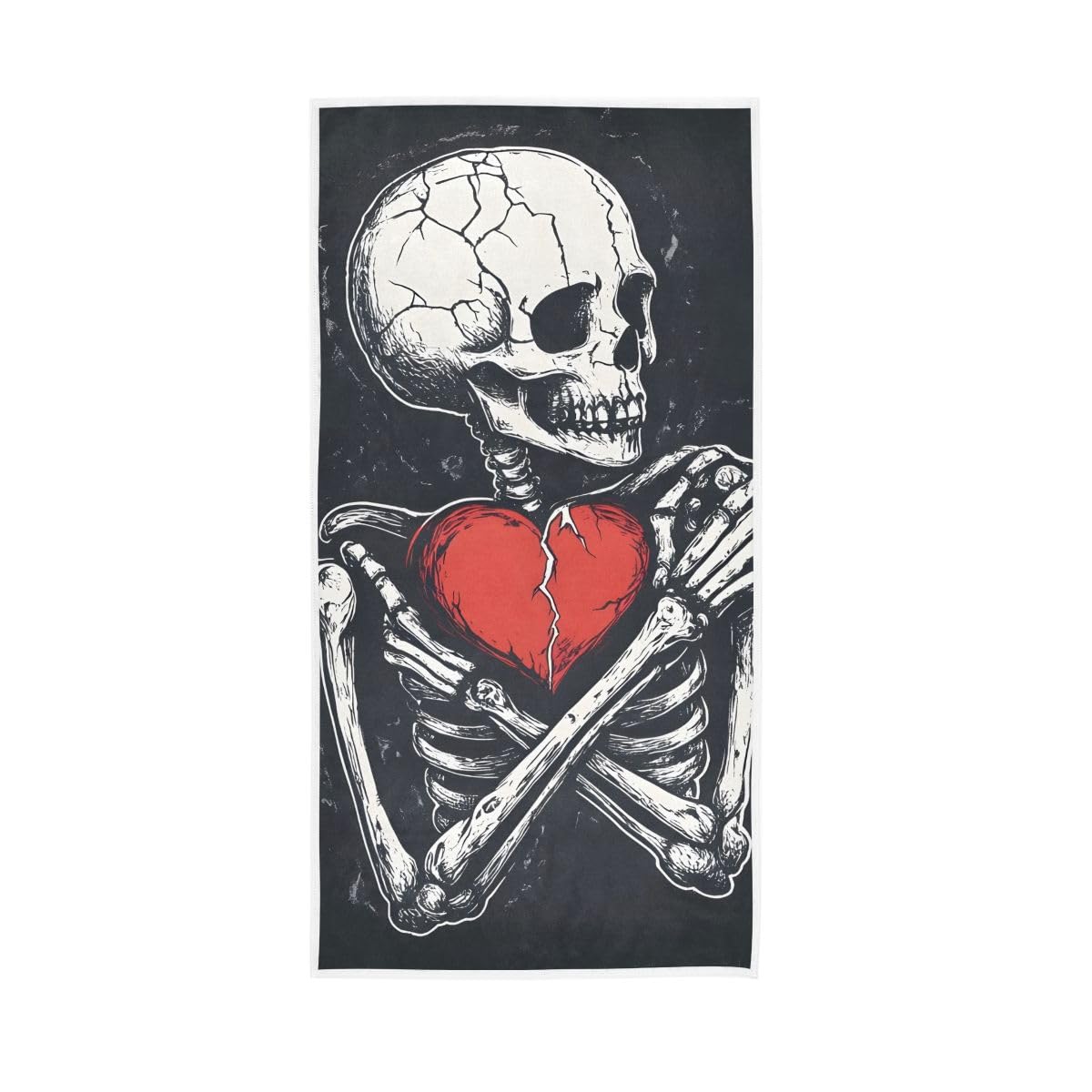 HUYGD Skeleton Holding Heart Dark Bath Hand Towels for Bathroom, Hand Towels for Bathroom, Shower, Hotel, Spa 15 x 30 Inches