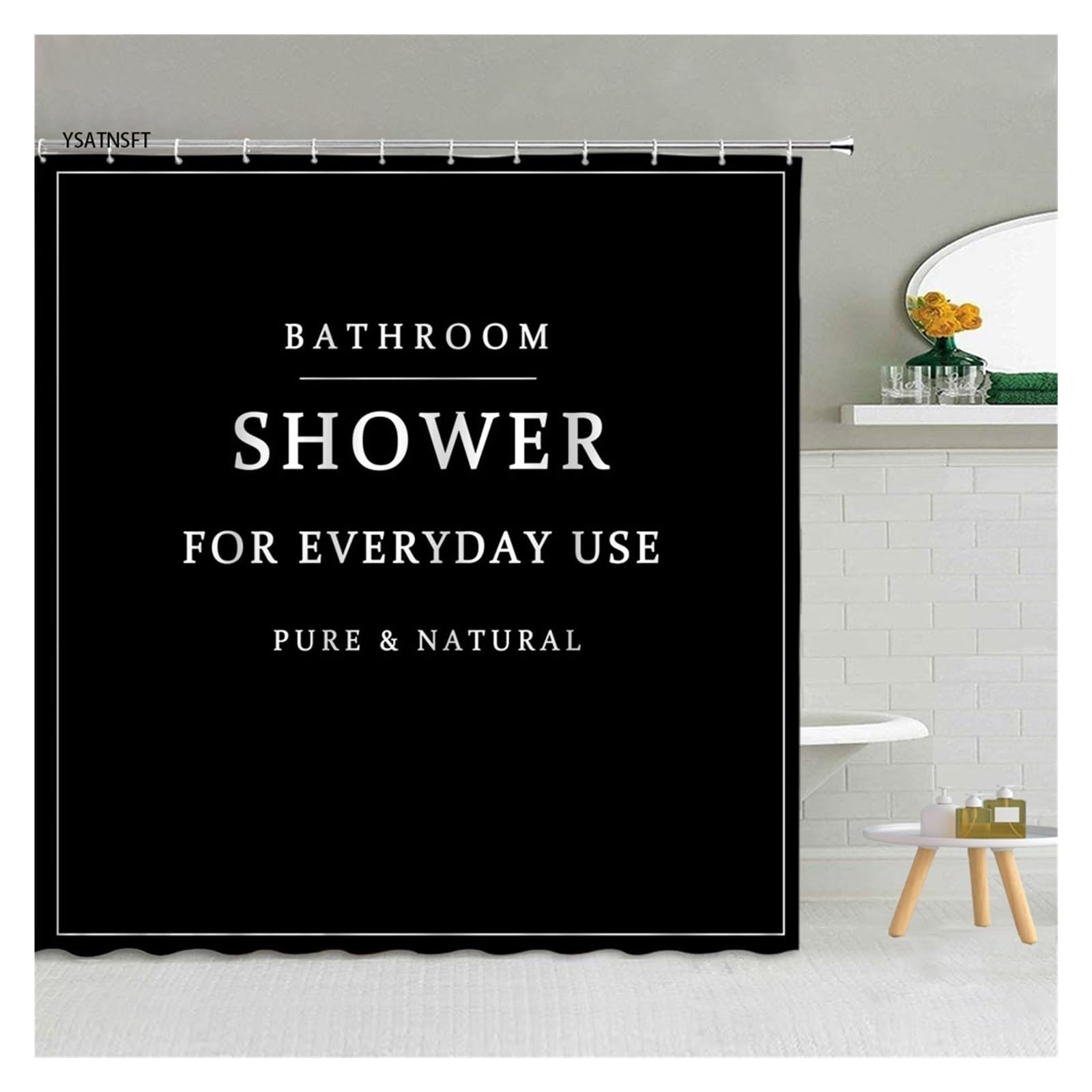 Rideau Douche Rideau de Douche Simple, Noir et Blanc, Motif de gouttelettes d'eau, en Tissu Polyester, for Salle de Bain, Suspendu, décoration de Maison(3273AF,240x180cm-94x70in)