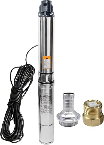 Bomba sumergible de pozo profundo de 4 pulgadas, 1 HP, 110 V, 60 Hz, 33 GPM, cabezal máximo de 276 pies, bomba de pozo de acero inoxidable con
