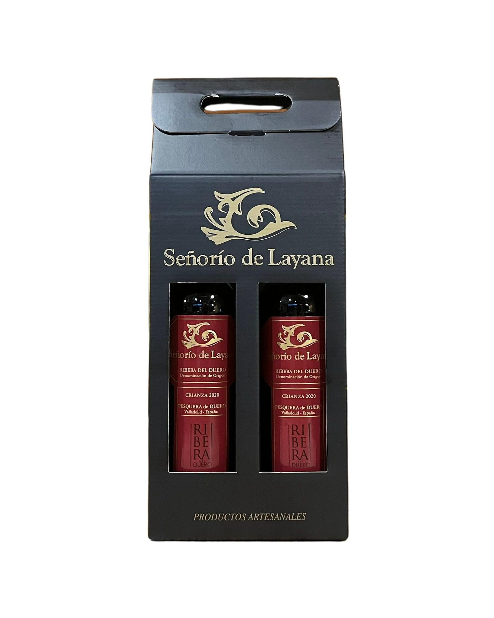 SEÑORÍO DE LAYANA - Vino Tinto Crianza 2020 - Vino Ribera Del Duero, Artesanal, Tempranillo, 15 Meses en Barrica, Maridaje Perfecto con Carnes y Quesos (Pack 2 Unidades, 1500, mililitro)