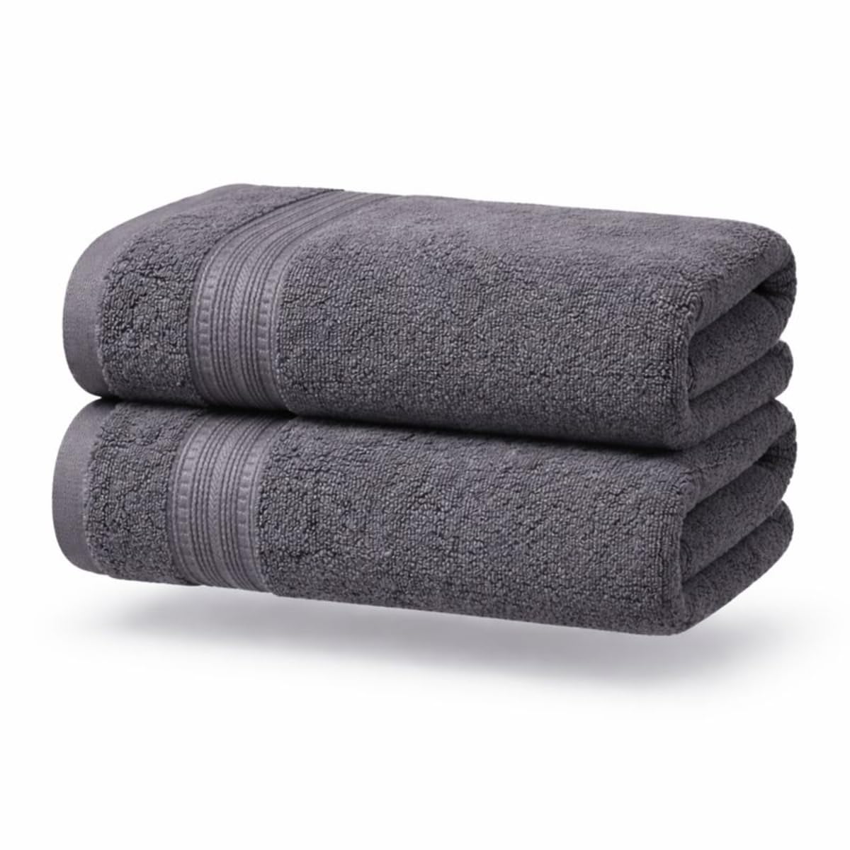 DIVINE OVERSEAS Premium Luxury Zero Twist 100% Cotton Bath Towels Set of 2 – 700 GSM Super Soft, Extra Absorbent, Big Size 30 x 60 Inches, Dark Grey