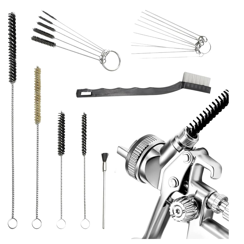 Rersduyt Multi-Purpose SprayGun Cleaning Kit PaintGun Cleaning, Mini Brushes & Needles, Metal Tube Cleaning Brush Nozzles