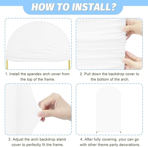 Miniatura 5 de MODFUNS Cubierta de arco de elastano de 7.2 pies, cubierta de arco de boda, cubierta de arco blanco, cubierta de telón de fondo de tela Chiara,
