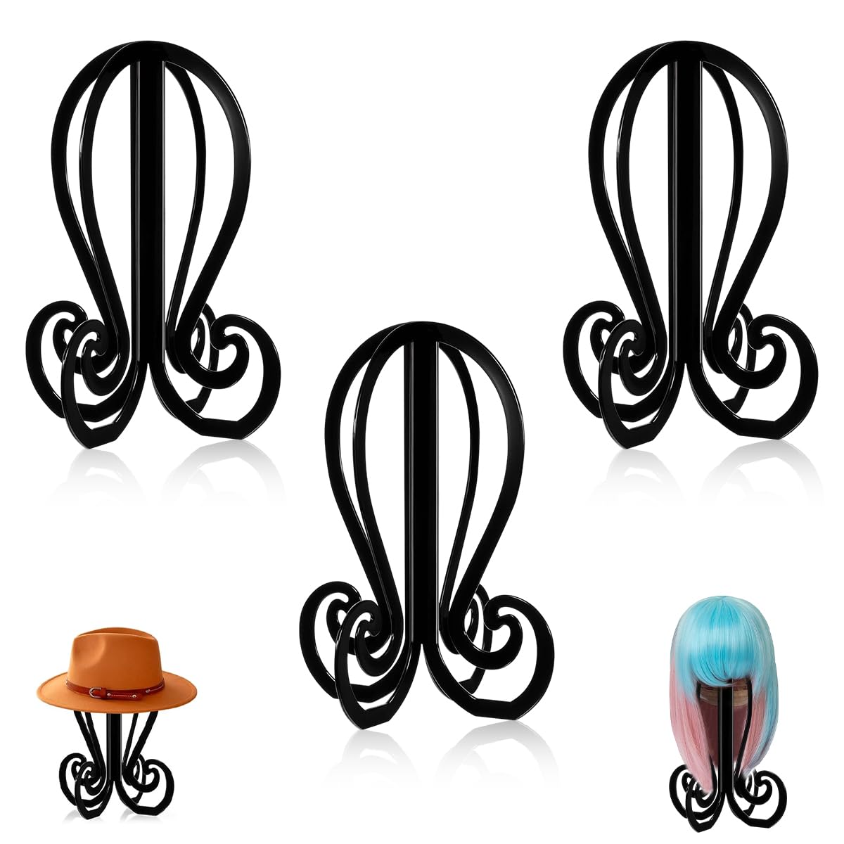 MAYCREATE® 3Pcs Wig Stands Holder Octopus-shaped Universal Wig Bracket Cap Holder Sun Hat Organizers, 8.7x11.7 inches-image-2