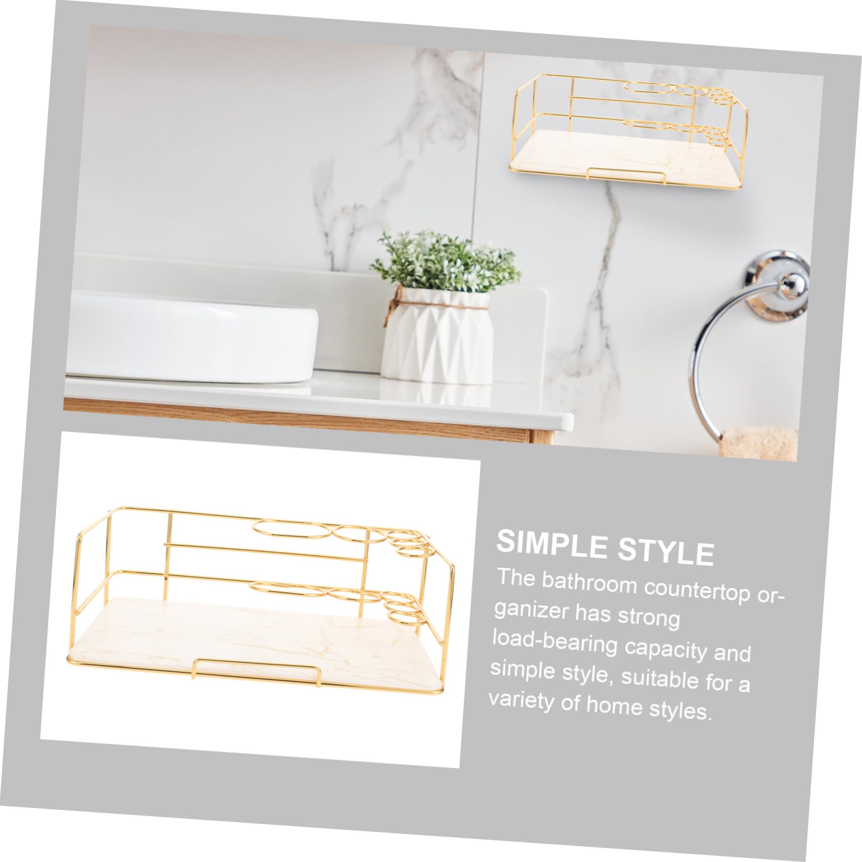 Cabilock Estante de Mármol para Baño Soporte para Cepillos de Dientes Organizador de Encimera Bandeja de Almacenamiento para Tocador para Baño