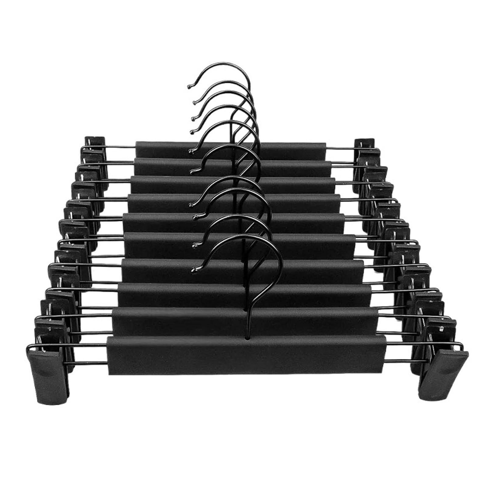 Hangers With Clips 10pcs Frosted Plastic Clothing Hanger Rust-Proof Clip Skirt Pants Jeans Coat 360° Hook(Khaki)